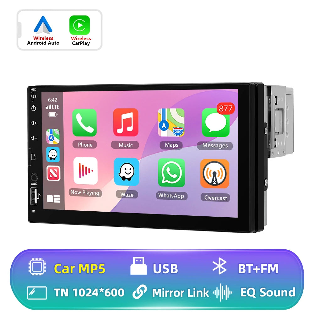 Podofo – Autorradio universal 1DIN CarPlay Bluetooth