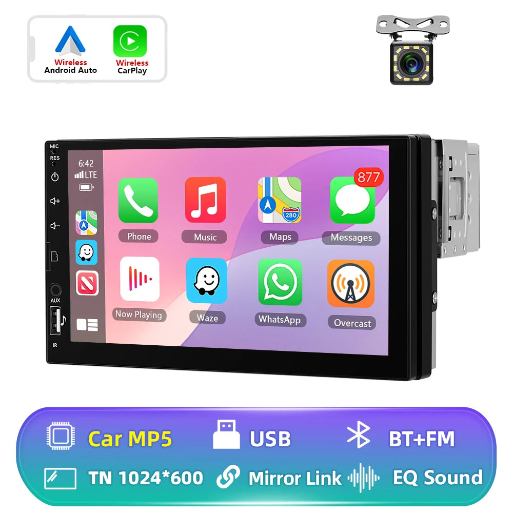 Podofo – Autorradio universal 1DIN CarPlay Bluetooth