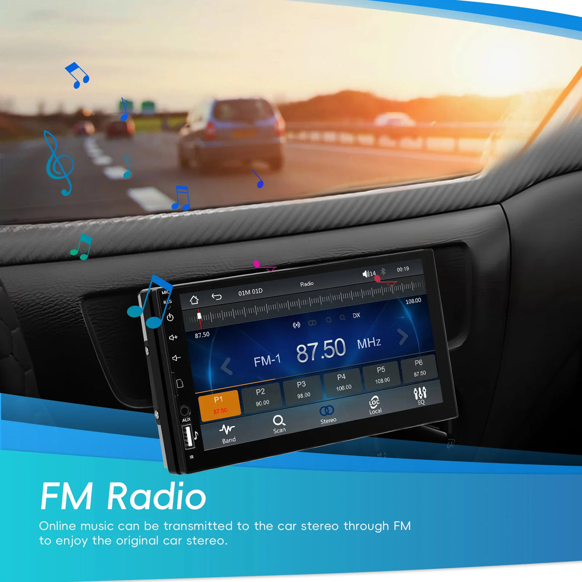 Podofo – Autorradio universal 1DIN CarPlay Bluetooth