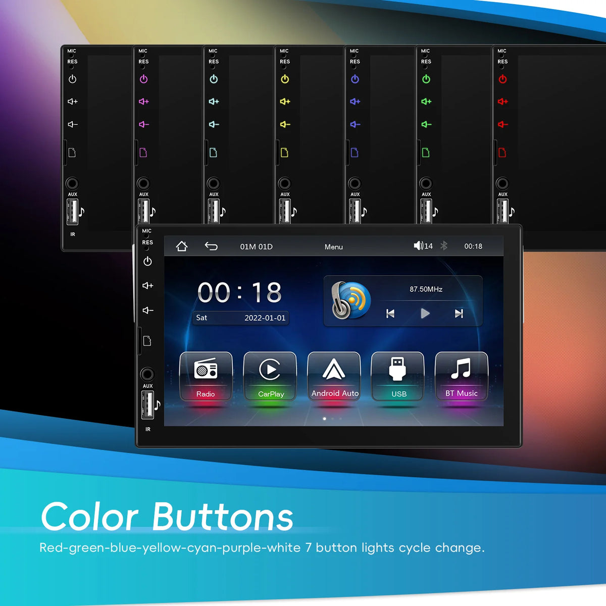 Podofo – Autorradio universal 1DIN CarPlay Bluetooth